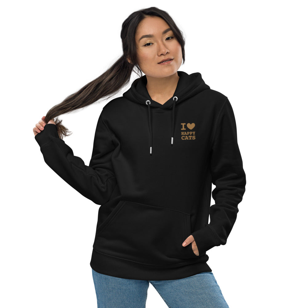 Premium Happy Cats Eco-Hoodie with embroidered logo